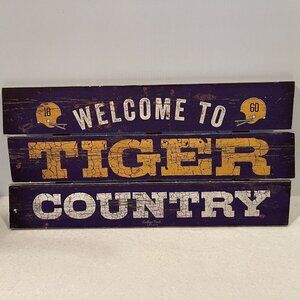 LSU TIGERS Wood Fence Sign Wall Welcome Man Cave Louisiana State University
